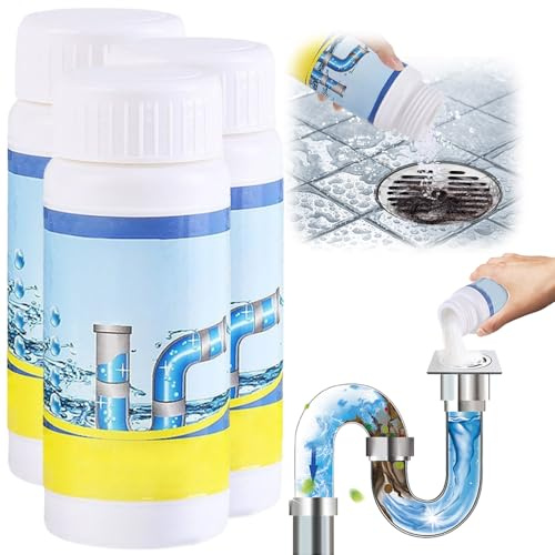Abflussreiniger Extra Stark, Rohrreiniger Extrem Stark, Urinsteinentferner Toilette Abfluss Clog Entferner WC Reiniger Reinigerpulver für Waschbecken, Toiletten, Badezimmerabflüsse (3Pcs)