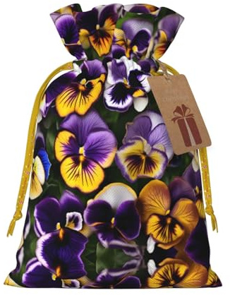 Pansy Perfection Print Print Drawstring Gift Bags,For Holiday Season,Birthdays,Anniversaries And Any Special Occasion
