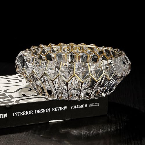 MAGCOLOR Hand Painted Gold Crystal decorative bowl for kitchen and indoor,Home Office Tabletop Beautiful Decoration Craft-5.5 inch. (Hand Painted Gold)
