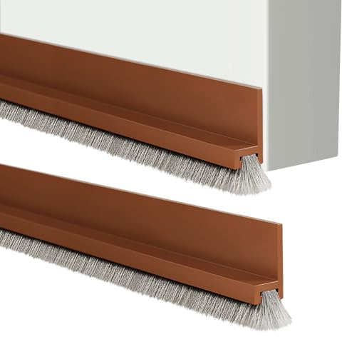 2 Stück Zugluftstopper für Türen mit Bürste, Türdichtung Türbürste Abdeckleisten Bürstendichtung Dichtung Dichtungsband Selbstklebend Kältesicher Staubsicher für Insektensicher Staubsicher
