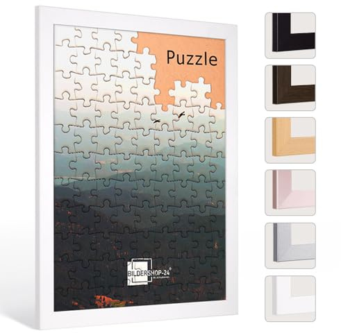 Bildershop-24 Puzzlerahmen London für Puzzle ca. 1500-2000 Teile 75x98cm 98x75cm Weiß mit Acrylglas