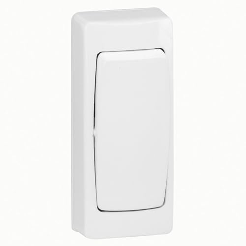 Legrand Interrupteur va-et-vient Les Apparents complet blanc, appareillage saillie, format étroit pour espaces réduits, installation facile sans boîte d'encastrement
