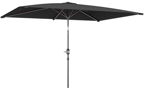 Outsunny Sombrilla de Terraza Exterior, 200x300 cm, Parasol de Terraza Exterior con Ángulo Ajustable, Manivela, Mástil de Aluminio Desmontable y Anti-UV, Sombrilla para Jardín, Patio, Gris Oscuro
