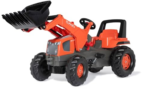 Rolly Toys rollyJunior Kubota (Trettraktor, mit verstellbarem Sitz, Flüsterlaufreifen, Alter 3-8 Jahre, mit Überrollbügel, Kinderfahrzeug, Kinderspielzeug) 81 217 2
