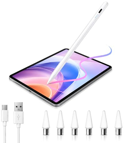 Lápiz Capacitivo Universal para Tablet y Smartphone - Stylus Pen Táctil con 6 Puntas de Repuesto, Alta Precisión y Fijación Magnética para iPad, Samsung, Xiaomi, Android e iOS