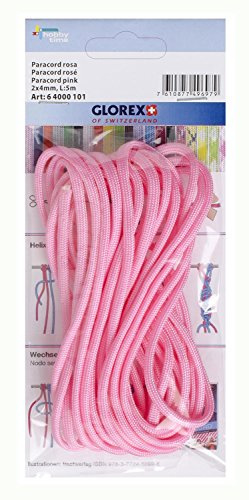 Glorex 6 4000 101 - Paracord rosa, 2 x 4 mm, 5 m lang, hoch reißfestes Nylonseil, zum Knüpfen von Armbändern, Leinen und Bändern