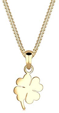 Elli Premium Halskette Damen mit Anhänger Kleeblatt Glücksbringer Talisman | 585 Gelbgold