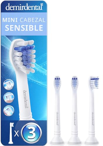 3er demirdental Mini Sensitive Aufsätze passend für Philips Sonicare Ersatzbürsten, weiche und kleine Bürstenköpfe für sensible Zähne, Weiß, entspricht HX6083 HX6084
