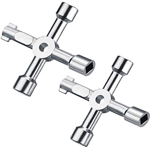 Maveek Utility Key, 2 Pack Silver 4-Way Multi-Functional Cabinet Box Key for Electric Water Gas Meter Cupboard Cabinet Keyed Padlocks