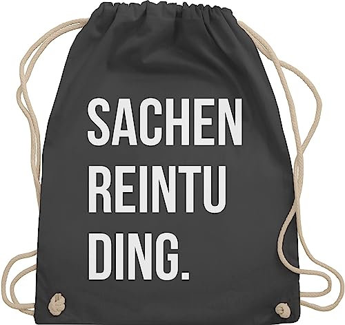 Shirtracer Turnbeutel Rucksack - Festival Zubehör - Sachenreintuding I Sachen Reintu Ding I - Unisize - Dunkelgrau - hipster bag festival-bag geschenk weihnachten tu beutel