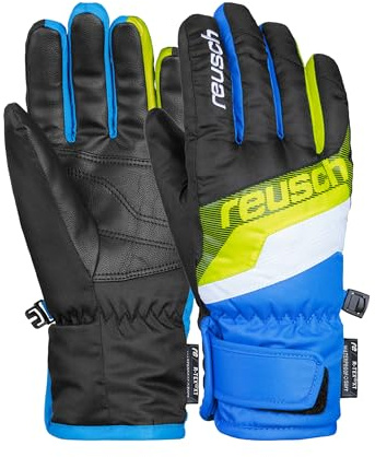 Reusch Unisex fingerhandske Dario R-TEX® XT Junior med praktiskt kardborrband svart/lysande blå, 4,5