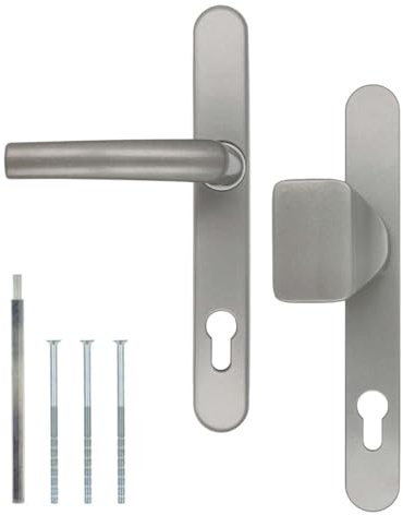 Premium Drückergarnitur DHS 92mm - Schildbreite 32mm, Farbe:Dunkelsilber F9, Griffart:Griff-Knauf