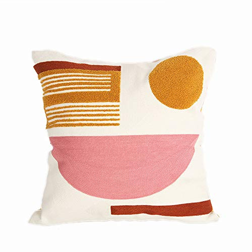 MOCOFO Housse de Coussin brodée en Toile de Coton et Lin 45x 45cm