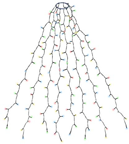 SALCAR Luci Albero di Natale, 1,5M 8 Fili 200 LED Luci Decorazione Natale per Albero con Anello, 8 Modalità, Impermeabile IP44 Luminarie Natalizie Cascata per Interno Esterno, Multicolore