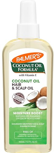 Palmer's Coconut Oil Moisture Boost, Restorative Hair and Scalp Oil Spray, Lasting Hydration and Shine for Dry or Damaged Hair, Promotes Scalp Health, 5.1 Oz