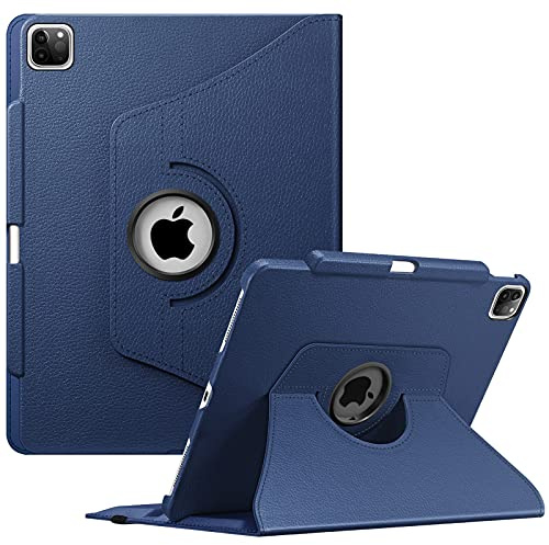 Fintie Hülle für iPad Pro 12.9 6. Gen 2022/iPad Pro 12.9 2021/2020/2018 | Schutzhülle mit Stifthalter, 360 Grad drehbarem Ständer, Auto Schlaf/Wach Funktion, Marineblau
