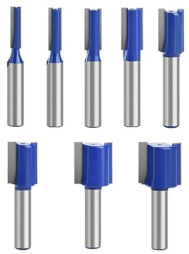 Saipor 8 Stück 8mm Professional Nutfräser Set Gerade Fräser Frässtift-Set Fräsfräser-Bits Holz Fräser Router Bit Holzfräser Fräser Holzbearbeitungswerkzeug Bit für Oberfräse Zubehör Oberfräsen