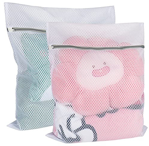 Mesh Wäschesäck, 2 Stück Groß für Wäschenetz für Waschmaschine für Empfindliches, Bluse, Unterwäsche(Weiß)