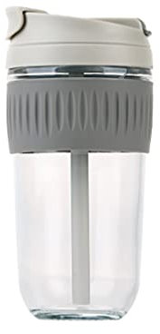 Bottiglia d'acqua in vetro da 12 oz 17 oz con cannuccia senza BPA Brocca di acqua di sicurezza per caffè e tè resistente alle alte basse temperature Sport Brocca d'acqua (Colore: Grigio, Formato: