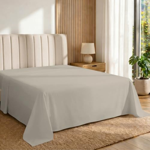 Pizuna Lenzuolo sopra Cotone 270x310 cm Gris Pardo 400 fili trama Sateen | Lenzuolo sopra 100% cotone a fiocco lungo, trama sateen, 270x310 cm, colore Gris Pardo, 400 fili, 1 pezzo
