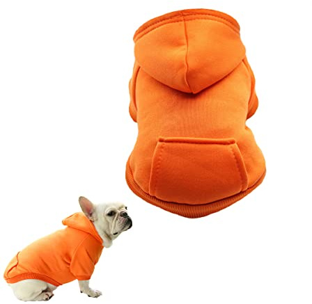 XiXiRan Kapuzen-Sweatshirt für Hunde, Haustierpullover, Jacke, Jumpsuit, warme Kleidung mit Kapuze, warme Kleidung für Hundemäntel (S, Orange)