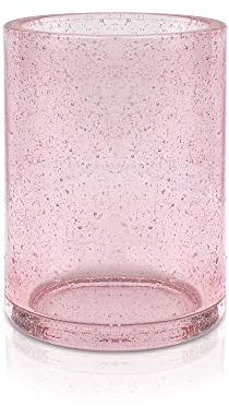 Nadi Collection | Vaso Cepillo Dientes baño | Serie Kamala | Cristal | para baño o Cocina | 7.3 cm ∅ x 10 cm Alto (Rosa)