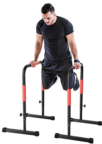 GYMAX Dip Station Dip Barren Push Up Dip-Ständer Einstellbare Höhe 76cm 89cm 100cm Parallettes Calisthenics Training Equipment