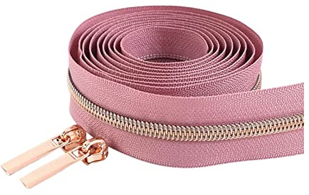 2 Meter 5# Rosegold Zähne Reißverschlussschieber Nylon Reißverschlüsse Zelt Kleidung Reparatur Kits DIY Nähzubehör, Fuchsie, 2 Meter + 4 Schieber