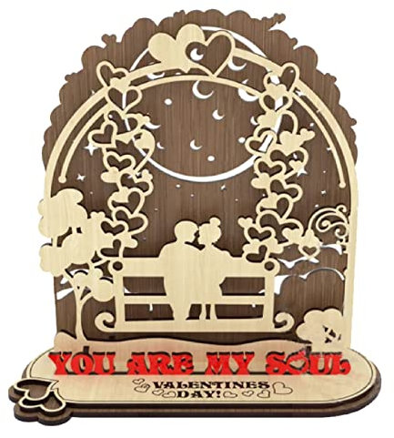 Gadget Utile Bureau Décorations de dessus de Table en bois de la saint-valentin panneaux en bois décoration de centres de Table pour la décoration de Table de fête de la Stylo Rigolo (2-D, One Size)