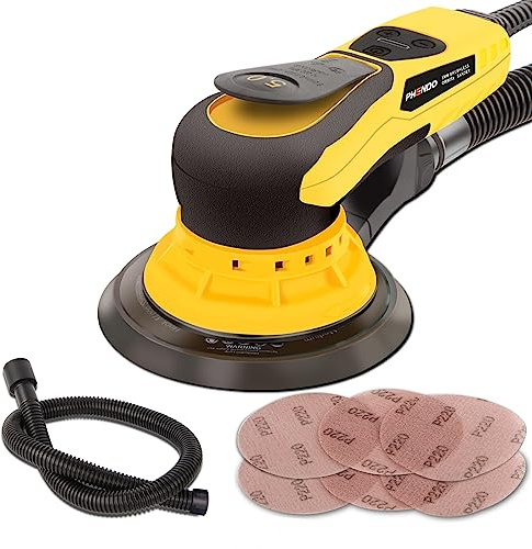 PHENDO Electric Random Orbital Sander Brushless 350W 3A Multi-function Variable Speed Corded Orbital Sanders Machine For Woodworking, Car, Drywall Sanding, Polishing…