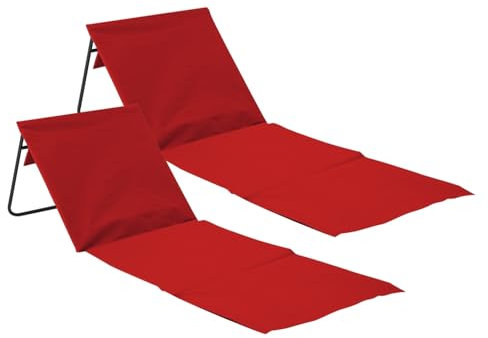 Orion91 Faltbare Strandmatte mit Rückenlehne, gepolstert, 2er-Pack, Stahl und Oxford-Stoff, für den Garten, wasserdicht, 153 x 51 x 42 cm (L x B x H), Grau, Blau, Grün oder Rot