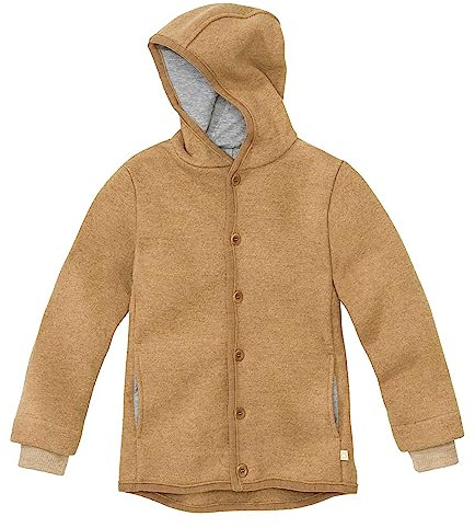 Disana Walk-jacka, 100 % ekologisk merinoull GOTS, IVN Best | med huva | baby småbarn barn unisex | Tillverkad i Tyskland, Karamell, 134-140