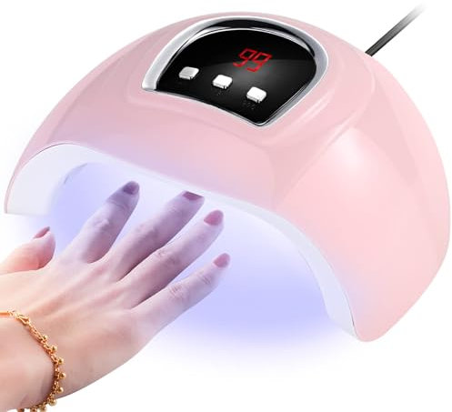 Lámpara UV Uñas, Lámpara UV LED 54W con 3 Temporizadores 18 UV para Uñas,Secador de Uñas Profesional con Pantalla LCD, de Para Manicura Pedicura Nail Art Hogar, Salón