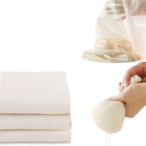 Paños de muselina reutilizables para colar, estopilla de algodón puro, tela cuadrada suave, filtro de tela para cocinar, hornear (3 unidades, paño colador de alimentos de 70 x 70 cm)