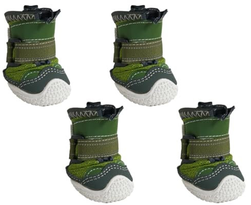 Spark Paws Hundeschuhe – rutschfest & Atmungsaktiv, Pfotenschutz im Sommer für heiße Oberflächen & Wandern, Strapazierfähig, 4er-Set - Green, C