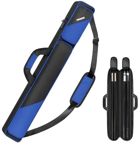 PEKREWS Custodia per Stecche da Biliardo 2x2 - Contiene 2 Bastoncini con 2 Tasche per Accessori con Cerniera - Robusta Borsa per il Trasporto