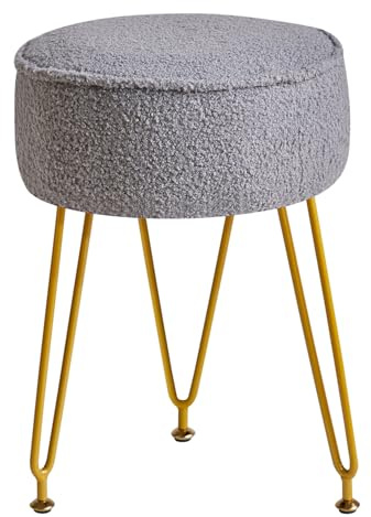 IBUYKE Makeup Vanity Stool Chair, Teddy Velvet Footrest, Gray WBD009G