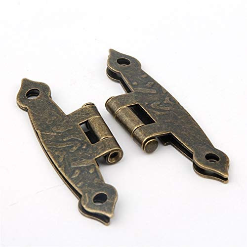 Antike Scharniere, Bronze dekorativ, Holzkistenscharnier, 65 x 34 mm, 20 Stück, Schranktür-Gepäckscharnier, 4 Löcher, Dekor, Möbeldekoration, Antik, Vintage, alte H-Scharniere, Bronzeton mit Schraub