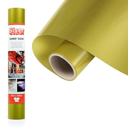 Siser Electric Gold, 30cm x 1m, thermotransferierbare, schillernde Vinylfolie für die individuelle Gestaltung von Stoffen, Kleidung und Accessoires, Bastelartikel, leicht zu schneiden