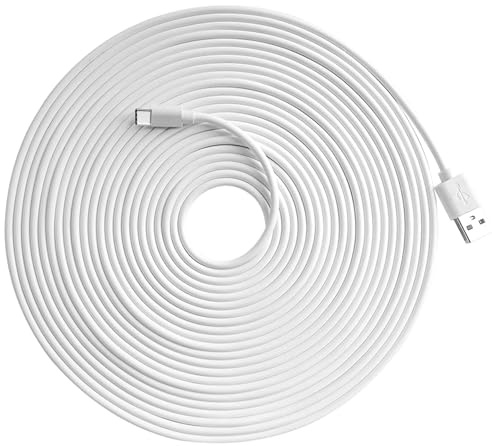 Anomat Sourcingbay 8m USB A to USB C Extension Cable White Long Power Cable for Security Camera Solar Panel Compatible with Blink Mini 2 Eufy Tapo Ring Indoor Use 26ft