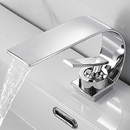 Waschbecken-Mischbatterie, Wasserfall-Badezimmer-Waschtischarmaturen, heiß und kalt, Unterbauwaschbecken, Waschbecken-Wasserhahn, Einloch-Badezimmer-Wasserhahn aus Messing, Chrom