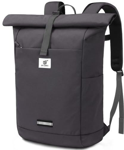 SKYSPER Rolltop Rucksack für Herren Damen mit Laptopfach Reiserucksack für Fahrrad Uni Arbeit Unisex Laptop Backpack Schulrucksack