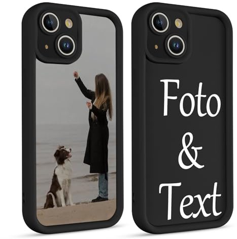 Xylota Personalisierte Handyhülle für iPhone 14 6,1'', Personalisiert Hülle mit Selbst Gestalten Eigenem Bild Text Foto Schutzhülle, Individuelle Design Stoßfest Silikon Case für iPhone 14,Schwarz