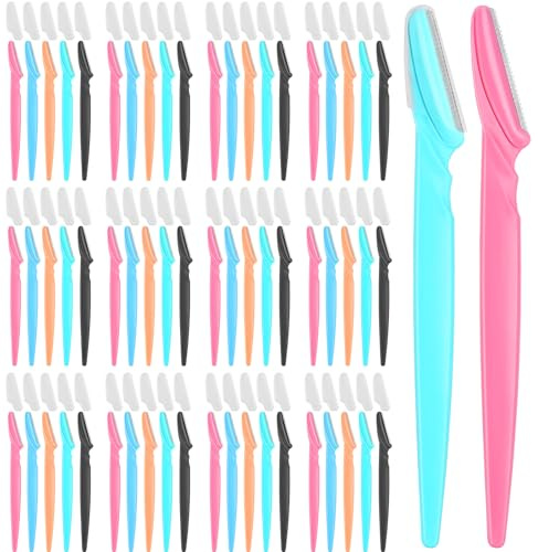Phyyixs 100 Pcs Dermaplaning Tool, Eyebrow Razor and Face Razors for Women and Men, Eyebrow Trimmer and Shaver with Protective Cover, Safe & Newbie Friendly, Multi-Color Set for Smooth Skin