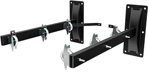 Amig - Stendibiancheria Fisso da Parete - Stendino a Due Bracci - 6 Pulegge in Acciaio Inox - Supporta Grande Capacità di Abiti Bagnati - 46x8x18cm
