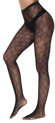 SNDE nätstrumpor mode bokstäver tights för kvinnor spets leggings hög midja strumpbyxor strumpor, 1 st svart G silkesstrumpor, One Size Plus Tall