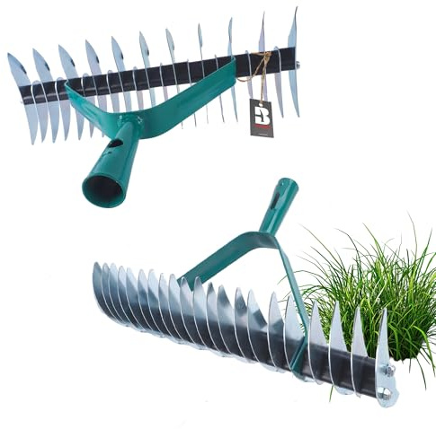 BAUSTER® Rasenlüfter Handgerät – Handvertikutierer mit Metallzinken – Bodenbelüfter für Rasenpflege, Moosentferner, Unkrautlüfter – ohne Stiel
