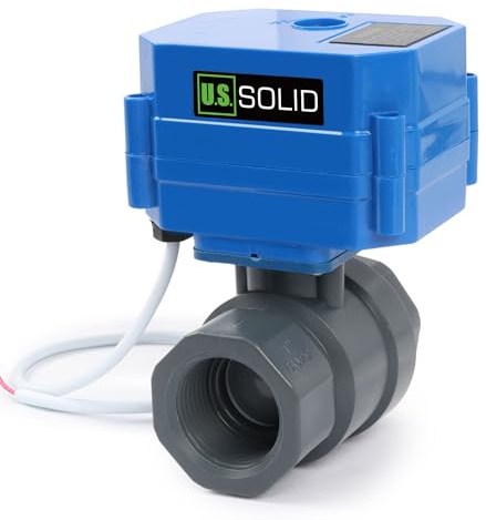 U.S. Solid 1 UPVC Motorkugelhahn - Elektrischer Kugelhahn Kunststoff mit Standardport, 2-Draht-Auto-Rückkehr, 85-265V AC, stromlos geschlossen