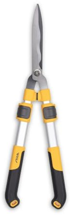 STIGA Cortasetos telescópico: corte hasta 2,5 m, hoja antiadherente, mango de aluminio ligero, mango ergonómico, parachoques integrado, diseño amarillo altamente visible