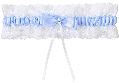 Giantree Blue Bride Wedding Garter, Bow Garters for Bride, Lace Stretchable Leg Garter Weddings for Brides Plus Size, Thigh Garters Elegant Wedding Accessories ifts for Women and Girls